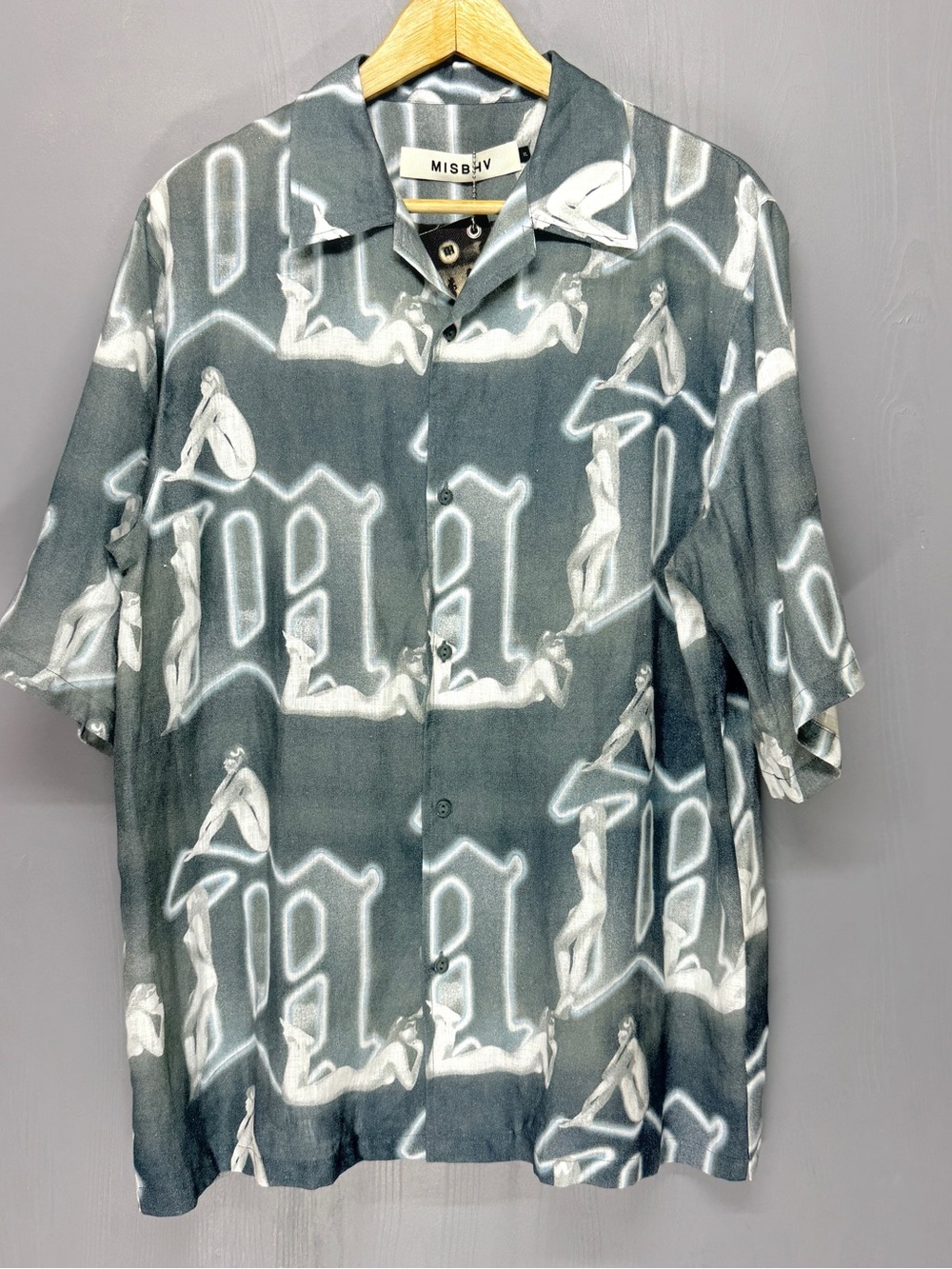 MISBHV Graphic Camp Collar Button Up Short Sleeve Shirt XL | NWT